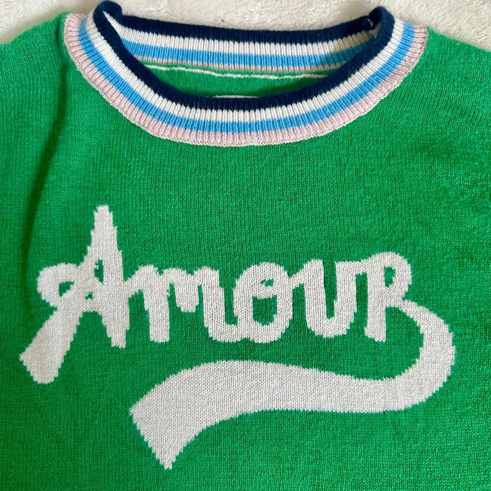Gymboree Amour Intarsia Knit Sweater Girls Size‎ S 5-6 Green Striped